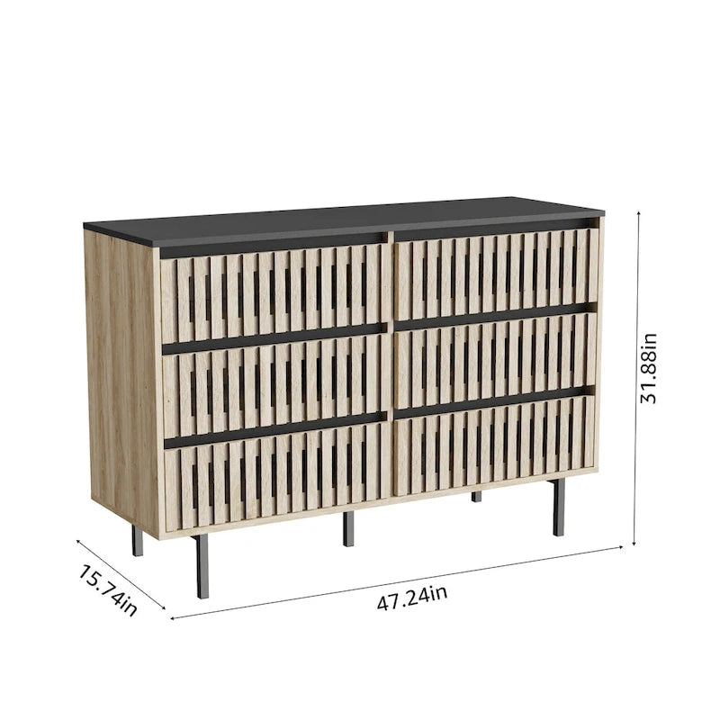 Six Drawer Storage Cabinet With High-quality Medium Density Fiberboard And Metal Frame