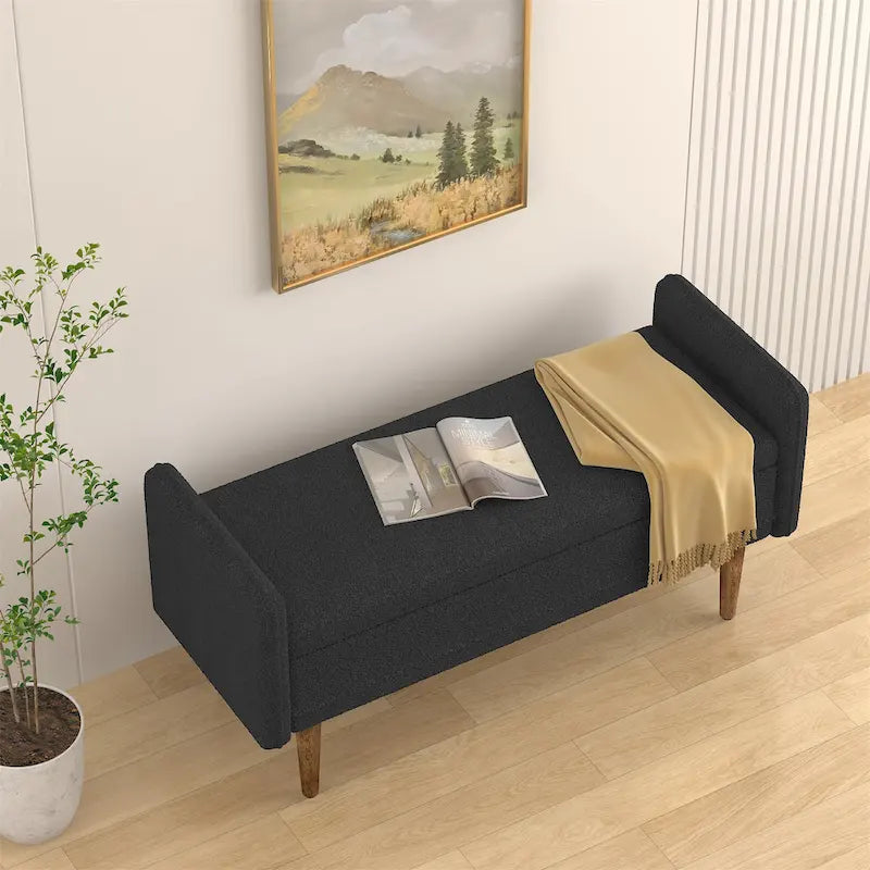 linen Fabric Storage Stool