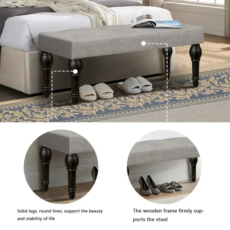 Roman Column Feet French Upholstered Bedside Bench