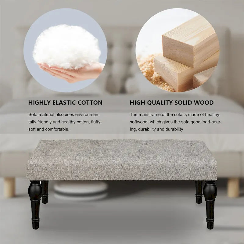 Roman Column Feet French Upholstered Bedside Bench