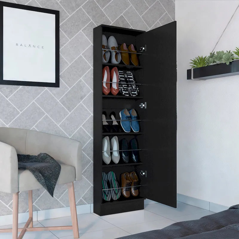 Shoe Rack Chimg, Mirror, Five Interior Shelves, Single Door Cabinet