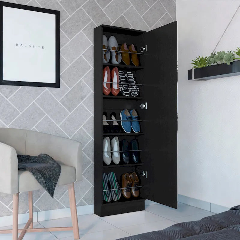 Shoe Rack Chimg, Mirror, Five Interior Shelves, Single Door Cabinet