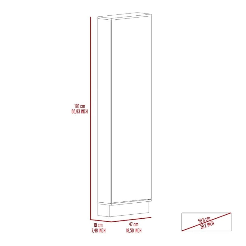 Shoe Rack Chimg, Mirror, Five Interior Shelves, Single Door Cabinet