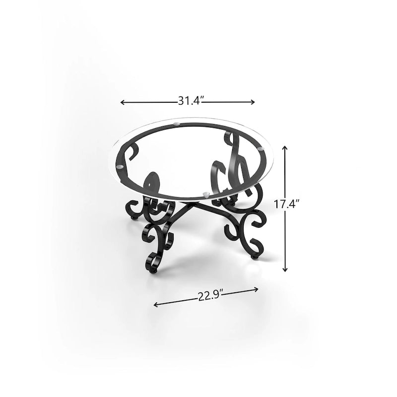 3 Piece Tempered Glass Surface Coffee Table Set, Coffee Table Round End Side Table with Sturdy Construction for Living Room