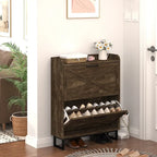 Shoe Storage Cabinet with 2 Flip Drawers, Freestanding Organizer with Metal Legs for Entryway, Narrow Shoe Rack Cabinet