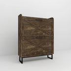 Shoe Storage Cabinet with 2 Flip Drawers, Freestanding Organizer with Metal Legs for Entryway, Narrow Shoe Rack Cabinet