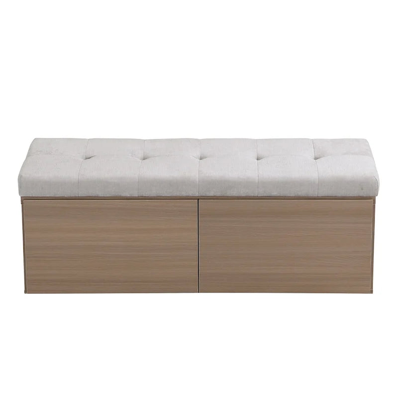 Shoe Storage Bench Entryway Shoe Cabinet Storage Ottoman with Padded Seat Cushion and Double Doors for Entryway