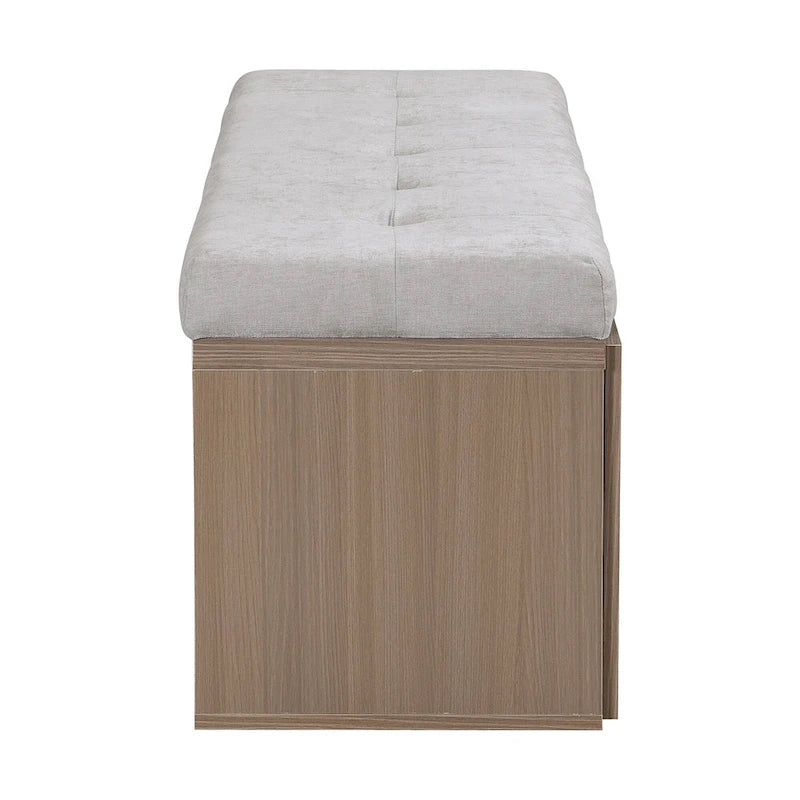 Shoe Storage Bench Entryway Shoe Cabinet Storage Ottoman with Padded Seat Cushion and Double Doors for Entryway