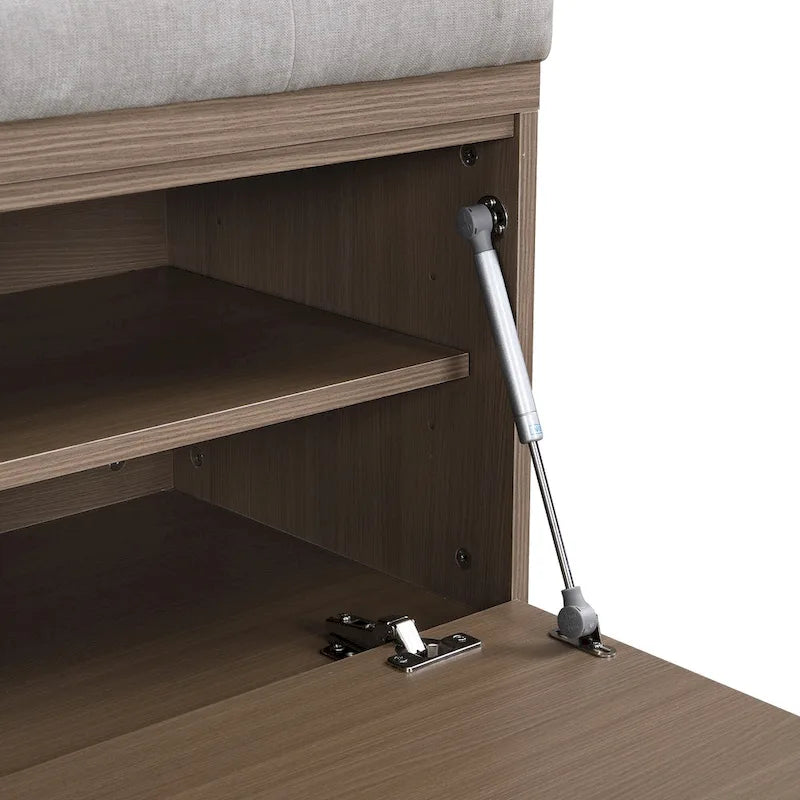 Shoe Storage Bench Entryway Shoe Cabinet Storage Ottoman with Padded Seat Cushion and Double Doors for Entryway