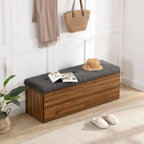 Shoe Storage Bench Entryway Shoe Cabinet Storage Ottoman with Padded Seat Cushion and Double Doors for Entryway
