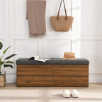 Shoe Storage Bench Entryway Shoe Cabinet Storage Ottoman with Padded Seat Cushion and Double Doors for Entryway