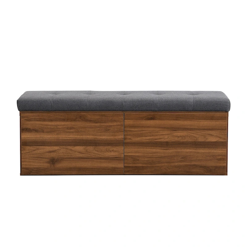 Shoe Storage Bench Entryway Shoe Cabinet Storage Ottoman with Padded Seat Cushion and Double Doors for Entryway