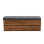 Shoe Storage Bench Entryway Shoe Cabinet Storage Ottoman with Padded Seat Cushion and Double Doors for Entryway