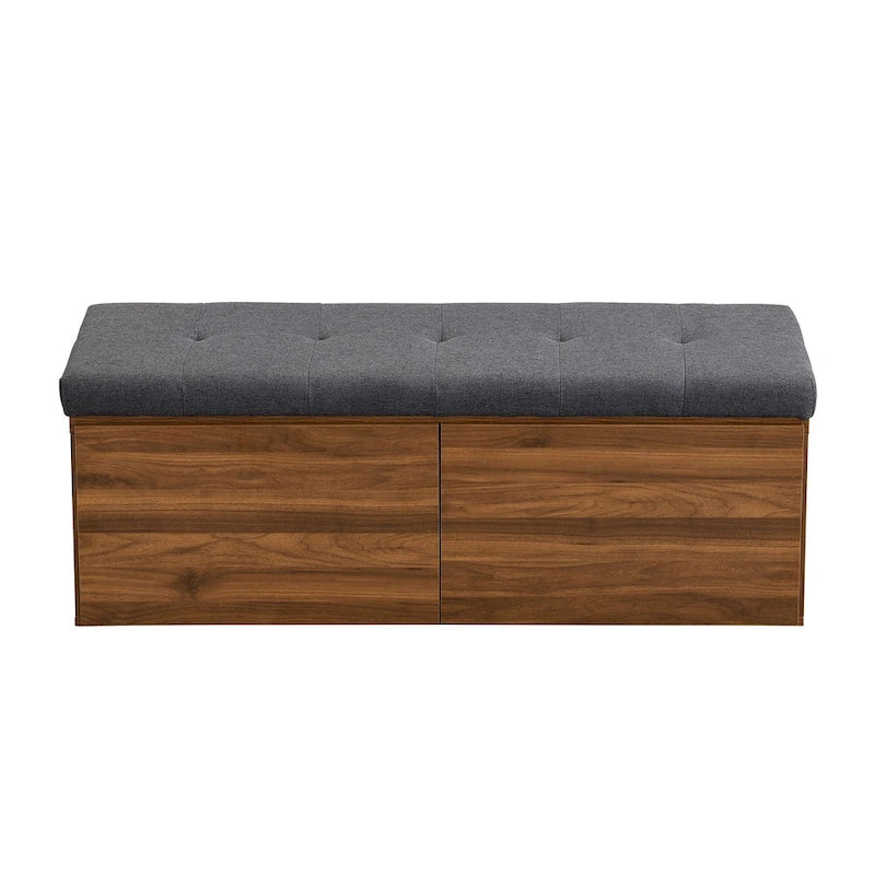 Shoe Storage Bench Entryway Shoe Cabinet Storage Ottoman with Padded Seat Cushion and Double Doors for Entryway