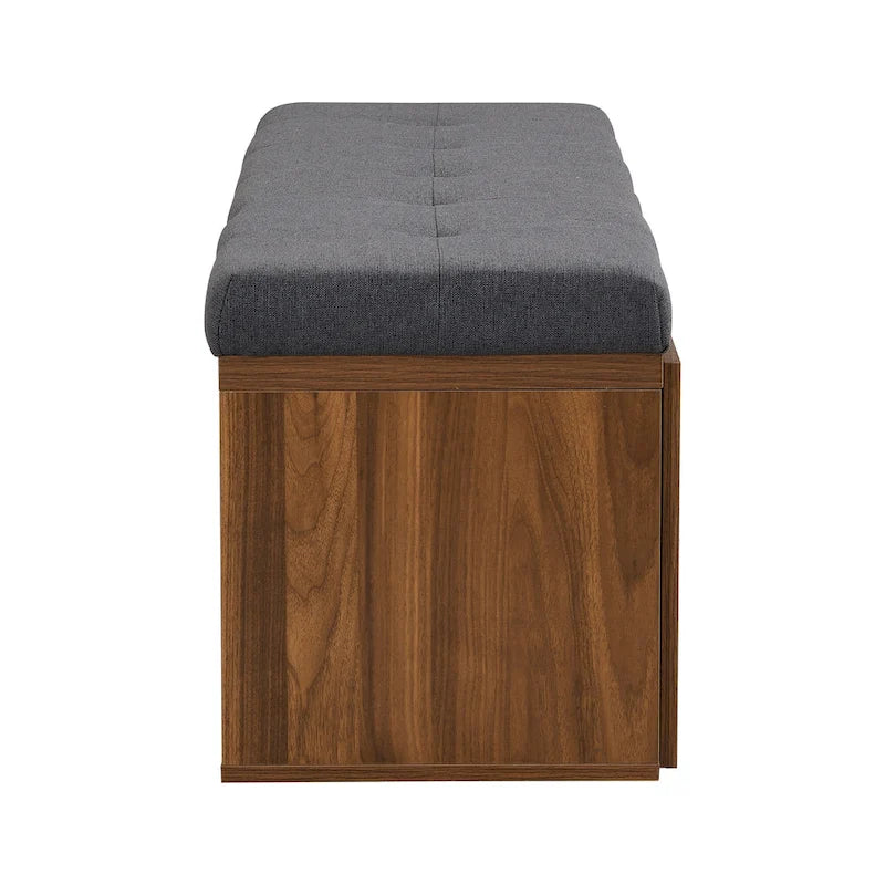 Shoe Storage Bench Entryway Shoe Cabinet Storage Ottoman with Padded Seat Cushion and Double Doors for Entryway