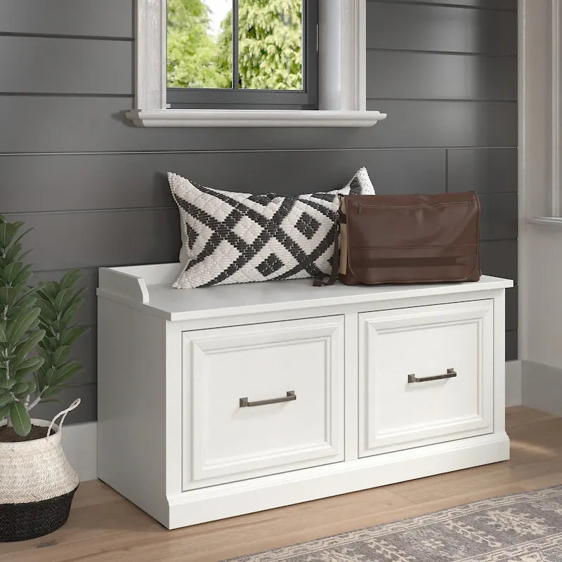 Woodland 40W Shoe Storage Bench with Doors by Bush Furniture