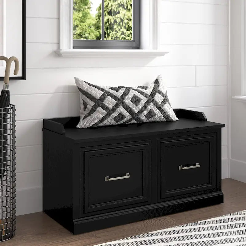 Woodland 40W Shoe Storage Bench with Doors by Bush Furniture