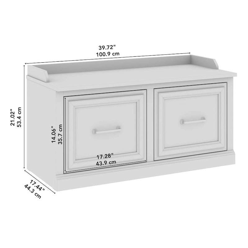 Woodland 40W Shoe Storage Bench with Doors by Bush Furniture