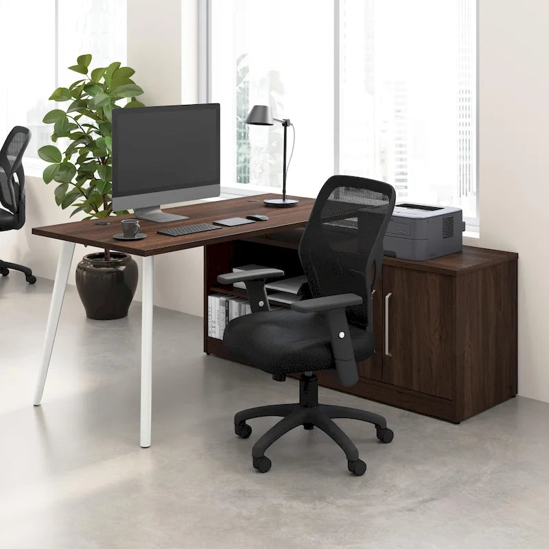 Bush Business Furniture Vista 60W L Shaped Desk with Storage Cabinet