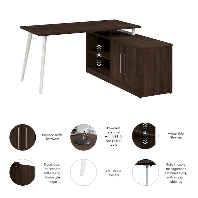 Bush Business Furniture Vista 60W L Shaped Desk with Storage Cabinet