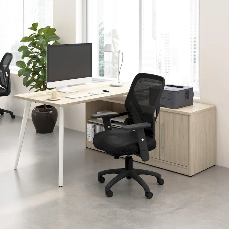 Bush Business Furniture Vista 60W L Shaped Desk with Storage Cabinet