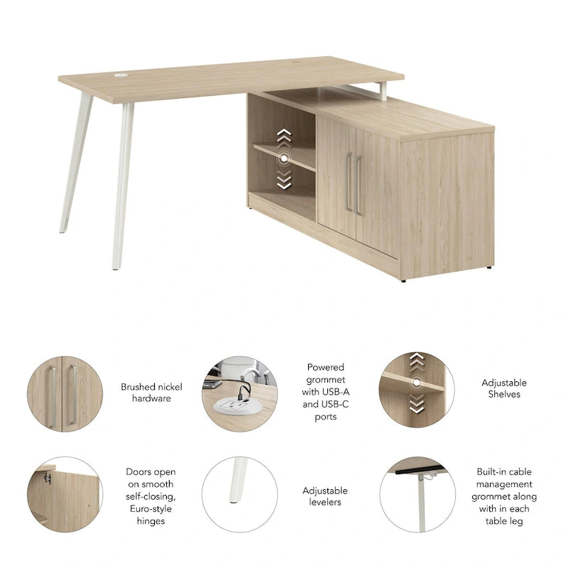 Bush Business Furniture Vista 60W L Shaped Desk with Storage Cabinet