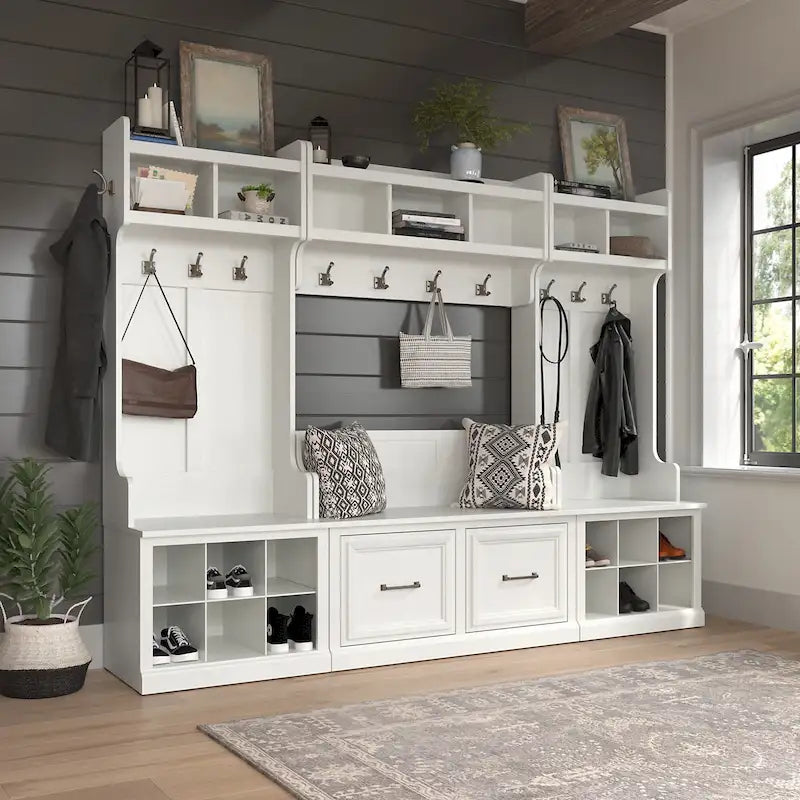 Woodland Full Entryway Storage Set with Coat Rack by Bush Furniture
