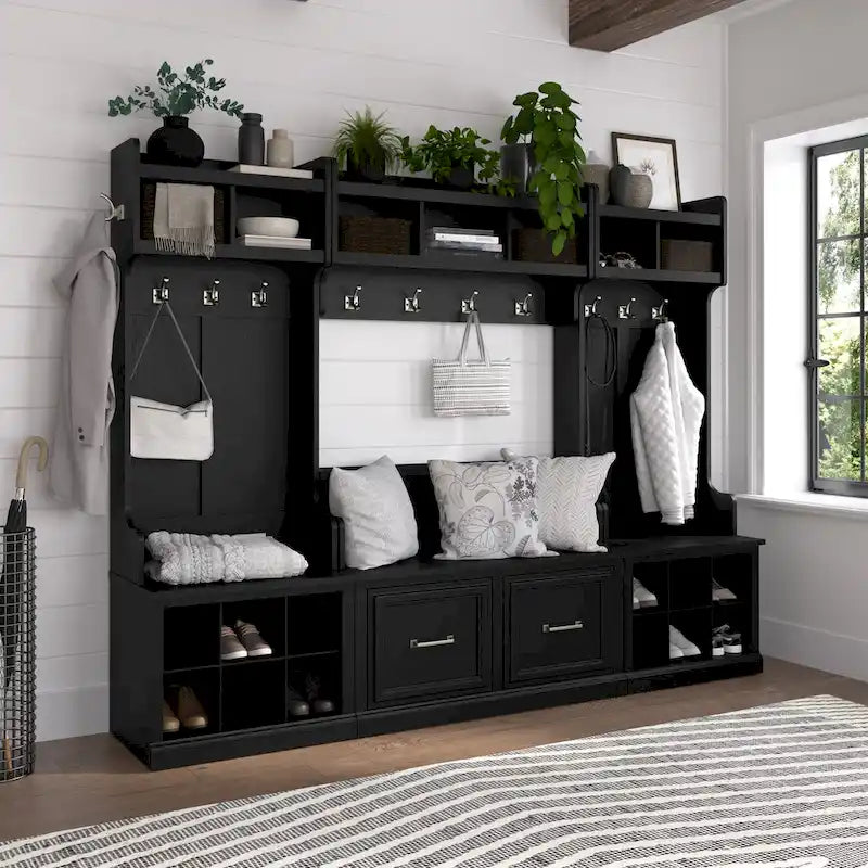 Woodland Full Entryway Storage Set with Coat Rack by Bush Furniture