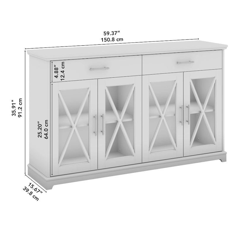 Lennox 60W Sideboard Buffet Cabinet with Drawers by Bush Furniture
