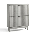 Shoe Cabinet with 2 Flip Drawers, Fluted Shoe Storage Cabinet for Entryway, Free Standing Shoe Storage Organizer with Wave Doors