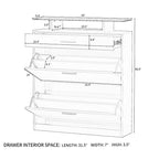 Slim Entryway Organizer with 2 Flip Drawers, Tempered Glass Top Shoe Storage Cabinet with Drawer