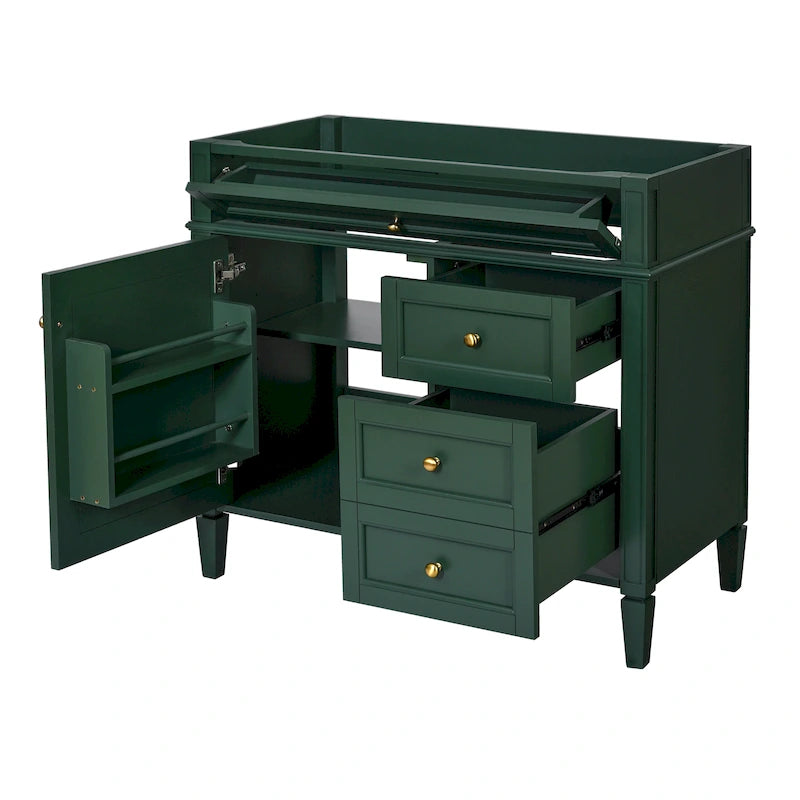 36 Bathroom Vanity without Top Sink, Modern Bathroom Storage Cabinet with 2 Drawers and a Tip-out Drawer, Solid Wood Frame