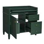 36 Bathroom Vanity without Top Sink, Modern Bathroom Storage Cabinet with 2 Drawers and a Tip-out Drawer, Solid Wood Frame