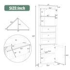 Black Triangle Tall Cabinet with 3 Drawers and Adjustable Shelves for Bathroom, Kitchen or Living Room