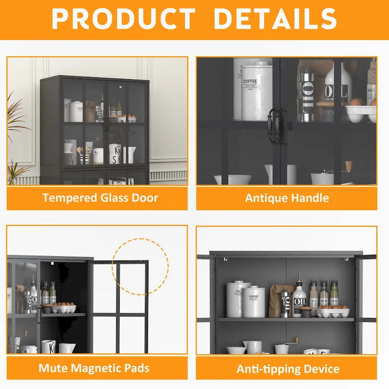 Premium Black Metal Storage Cabinet