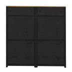 Slim Tipping Bucket Shoe Cabinet Set with 4 Flip Drawers, Wood Grain Pattern Top Shoe Storage Solution with Adjustable Panel