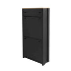 Slim Tipping Bucket Shoe Cabinet Set with 4 Flip Drawers, Wood Grain Pattern Top Shoe Storage Solution with Adjustable Panel