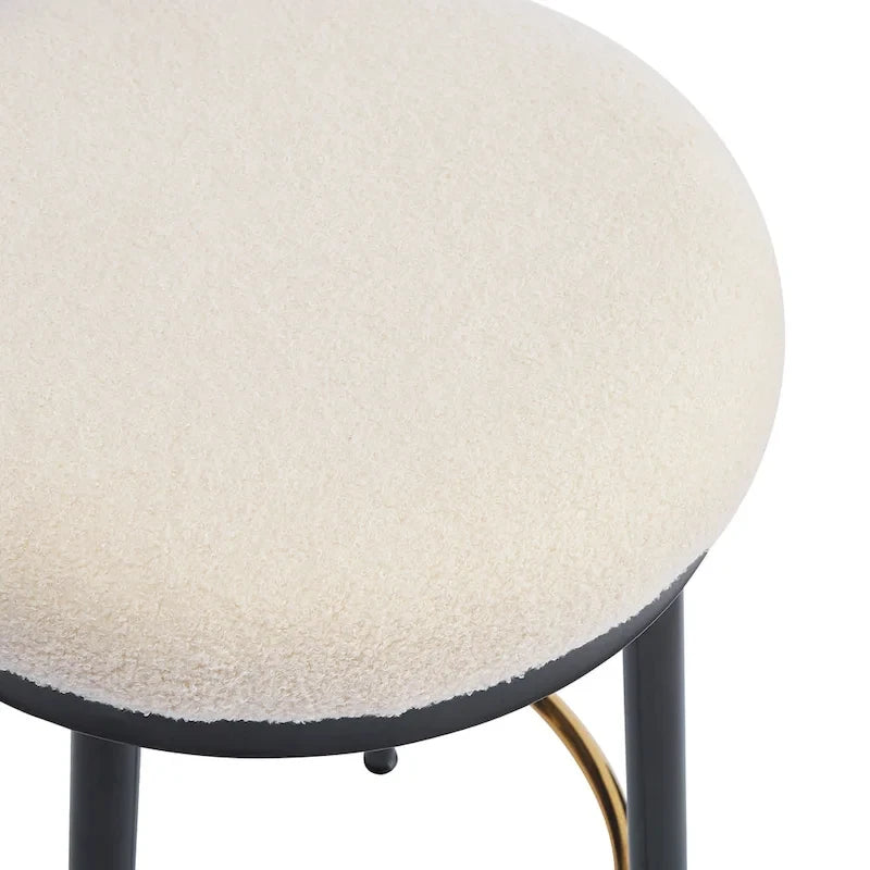 Altrium Modern Upholstered 24.75-Inch Round Backless Counter Stools with Iron Frame (Set of 4) by Christopher Knight Home