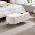 Oval Storage Ottoman Bench with Gold Legs by GDFStudio - 39.37L x15.75W x 15.50H