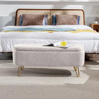 Oval Storage Ottoman Bench with Gold Legs by GDFStudio - 39.37L x15.75W x 15.50H