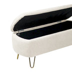 Oval Storage Ottoman Bench with Gold Legs by GDFStudio - 39.37L x15.75W x 15.50H