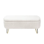 Oval Storage Ottoman Bench with Gold Legs by GDFStudio - 39.37L x15.75W x 15.50H