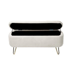 Oval Storage Ottoman Bench with Gold Legs by GDFStudio - 39.37L x15.75W x 15.50H