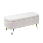Oval Storage Ottoman Bench with Gold Legs by GDFStudio - 39.37L x15.75W x 15.50H