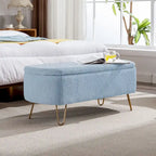 Oval Storage Ottoman Bench with Gold Legs by GDFStudio - 39.37L x15.75W x 15.50H