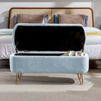 Oval Storage Ottoman Bench with Gold Legs by GDFStudio - 39.37L x15.75W x 15.50H