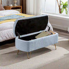 Oval Storage Ottoman Bench with Gold Legs by GDFStudio - 39.37L x15.75W x 15.50H