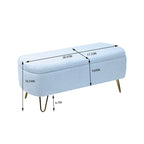Oval Storage Ottoman Bench with Gold Legs by GDFStudio - 39.37L x15.75W x 15.50H