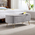 Oval Storage Ottoman Bench with Gold Legs by GDFStudio - 39.37L x15.75W x 15.50H