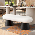 Christopher Knight Home - Nathan Upholstered Dining Bench, 2-Step Assembly Entryway & Bedroom Ottoman with Black Iron Legs
